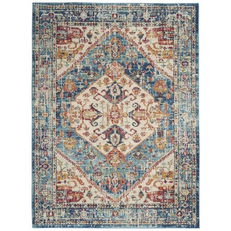 Homeroots 5 x 7 ft. Ivory & Light Blue Distressed Area Rug 385550